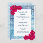 Invitation Aquarelle Elégance Grecienne + Mariage Fleur Rose (Devant / Derrière)