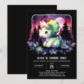 Invitation Aquarelle Élégance Tricératops Anniversaire (Devant / Derrière)