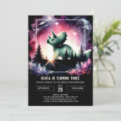 Invitation Aquarelle Élégance Tricératops Anniversaire (Debout devant)