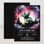 Invitation Aquarelle Élégance Tricératops Anniversaire (Devant / Derrière)