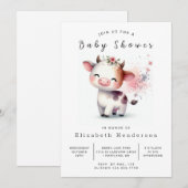 Invitation Aquarelle Élégant Baby shower de vache moderne (Devant / Derrière)