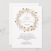 Invitation Aquarelle Élégant Baptême (Devant / Derrière)