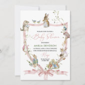 Invitation Aquarelle Elegant Fleur sauvage Peter Rabbit Baby (Devant)