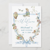 Invitation Aquarelle Elegant Fleur sauvage Peter Rabbit bébé  (Devant)