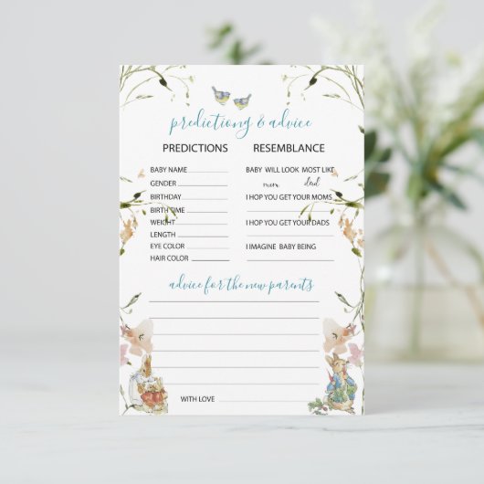 Invitation Aquarelle Elegant Fleur sauvage Peter Rabbit Predi (Debout devant)