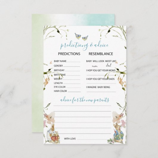 Invitation Aquarelle Elegant Fleur sauvage Peter Rabbit Predi (Devant / Derrière)