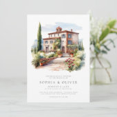 Invitation Aquarelle Elegant Vignoble Mariage (Debout devant)