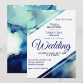 Invitation *~* Aquarelle Élégante Abstraite AR17 Mariage (Devant / Derrière)