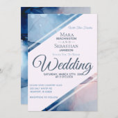 Invitation *~* Aquarelle Élégante Abstraite AR17 Mariage (Devant / Derrière)