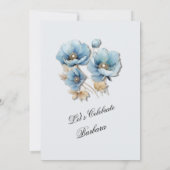 Invitation Aquarelle Elégante Blue Gold Floral 90e anniversai (Dos)