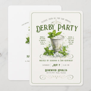 Invitation Aquarelle élégante de party Modern Derby pour Mint