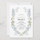 Invitation Aquarelle Élégante fleurs bleues graduation Brunch (Devant)