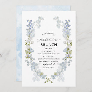 Invitation Aquarelle Élégante fleurs bleues graduation Brunch