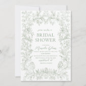 Invitation Aquarelle élégante florale verte (Devant)