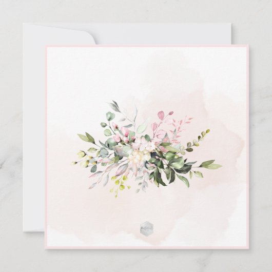 Invitation Aquarelle Élégante Gomme Rose Bleu Eucalyptus (Dos)