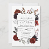 Invitation Aquarelle Elégante Halloween Floral Boho Bourgogne (Devant)