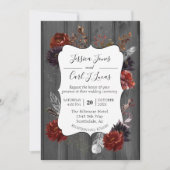 Invitation Aquarelle Elégante Halloween Floral Bois Bourgogne (Devant)