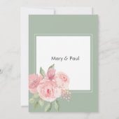 Invitation Aquarelle élégante menthe rose vert Mariage (Dos)