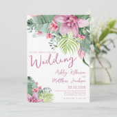 Invitation Aquarelle Elégante Palm Floral Mariage Tropical (Debout devant)