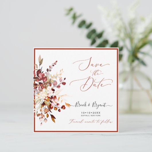 Invitation Aquarelle Elégante Pomme Rustique Chute Gum Eucaly (Debout devant)