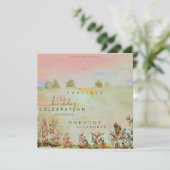 Invitation Aquarelle Elégante prairie florale Anniversaire (Debout devant)