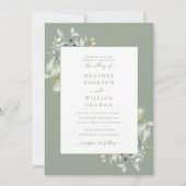 Invitation Aquarelle Élégante Sage Vert Mariage botanique (Devant)