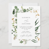 Invitation Aquarelle élégante verdure eucalyptus mariage (Devant)