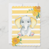 Invitation Aquarelle Elephant Avec Baby shower Oreilles Jaune (Dos)
