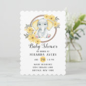 Invitation Aquarelle Elephant Avec Baby shower Oreilles Jaune (Debout devant)