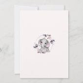 Invitation Aquarelle Eléphant Cute Baby shower fille (Dos)