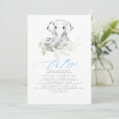 Invitation Aquarelle Eléphant Cute Baby shower vert (Debout devant)