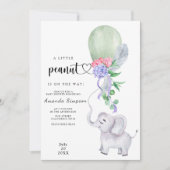 Invitation Aquarelle Eléphant et Baby shower à ballon (Devant)