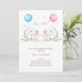 Invitation Aquarelle Elephant Genre Révéler Garçon Ou Fille (Debout devant)