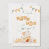 Invitation Aquarelle Eléphant mignonne Bébé Douche garçon (Devant)