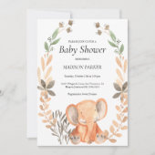 Invitation Aquarelle Eléphant orange (Devant)