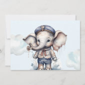 Invitation Aquarelle Elephant thème nautique Livres pour bébé (Dos)