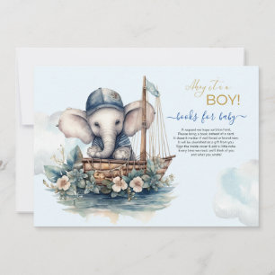 Invitation Aquarelle Elephant thème nautique Livres pour bébé