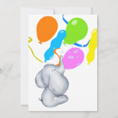 Invitation Aquarelle Eléphants, Ballons Baby shower Unisex (Dos)