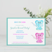 Invitation Aquarelle Eléphants mignons Fête de révélation de  (Debout devant)