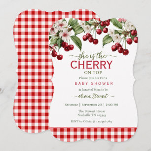 Invitation Aquarelle Elle est la cerise sur le gâteau baby sh