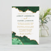 Invitation Aquarelle Emerald Green Marble Geode Photo (Debout devant)