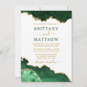 Invitation Aquarelle Emerald Green Marble Gold Mariage photo (Devant)
