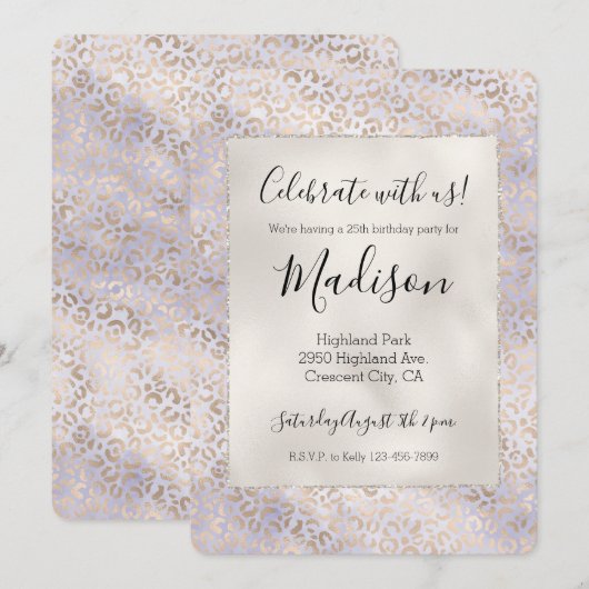 Invitation Aquarelle Empreinte de léopard de glam jaune (Devant / Derrière)