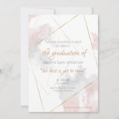 Invitation Aquarelle en argent Rose brillant Graduation géomé (Devant)