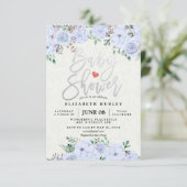 Invitation Aquarelle en argent Script Baby shower Floral Invi (Debout devant)