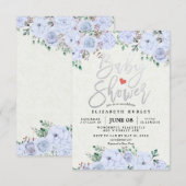 Invitation Aquarelle en argent Script Baby shower Floral Invi (Devant / Derrière)