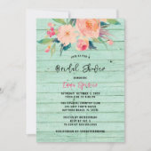 Invitation Aquarelle en bois rustique vert Mint Floral (Devant)