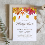 Invitation Aquarelle en chute Feuille Wedding shower d'automn<br><div class="desc">Célébrez avec cette invitation wedding shower rustique. Il présente des illustrations aquarelles de feuilles d'érable, de feuilles de chêne et de feuilles de bouleau avec motif assorti. Personnalisez en ajoutant les noms, la date, l'heure, le lieu et d'autres détails de l'événement. Cette invitation feuille est parfaite pour les douches mariages...</div>