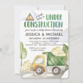 Invitation Aquarelle en construction Baby shower de camion (Devant)