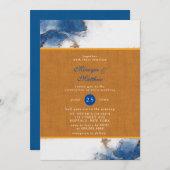 Invitation Aquarelle en cuivre rouille bleu Mariage Invitat (Devant / Derrière)